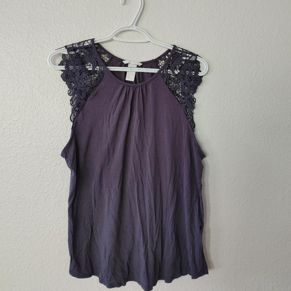 Lace shoulder tank top